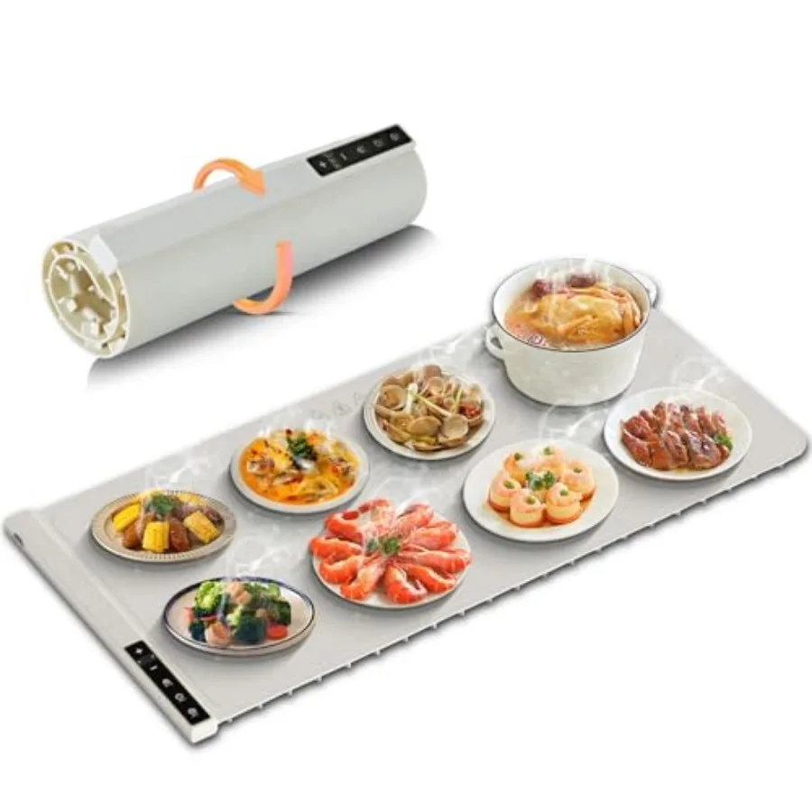 

Warming Mat for Food Extra Large 32"x15"Food Warming Mats for CountertopRoll Up Silicone Warmer Mat for Party Buffet Christmas