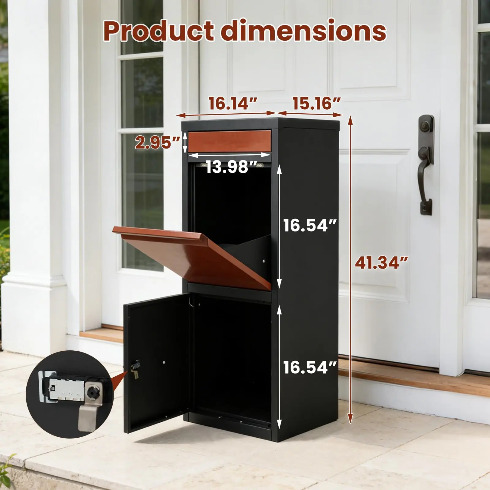 Package Delivery Boxes with Combination Lock- Parcel Drop Boxes for Outside, Galvanized Steel Large Mailboxes for