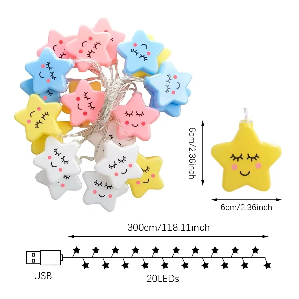 USB e bateria alimentado Star Light String, luzes impermeáveis da noite, Natal, presentes de festa de aniversário, 10 LEDs, 20 LEDs, 40LEDs