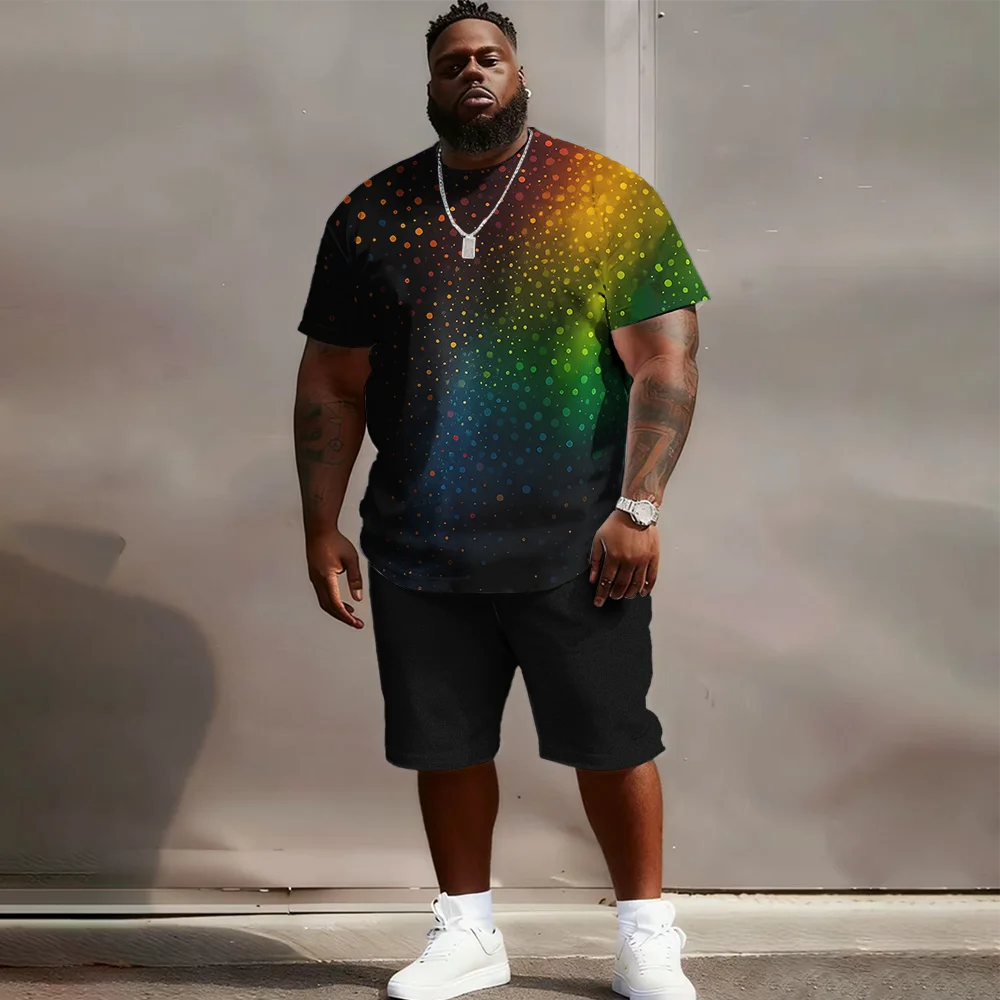 

S-9xl plus size Men's Short Sleeve Set: Iridescent Chic - 2-Piece Big & Tall Fit, Soft Breathable Fabric,