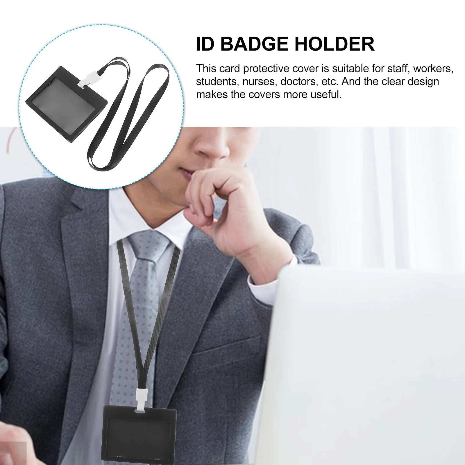 

3 Sets Id Badge Holders With Lanyard For Credit College Id Cards Cards Clear Transparent Protective Covers Card