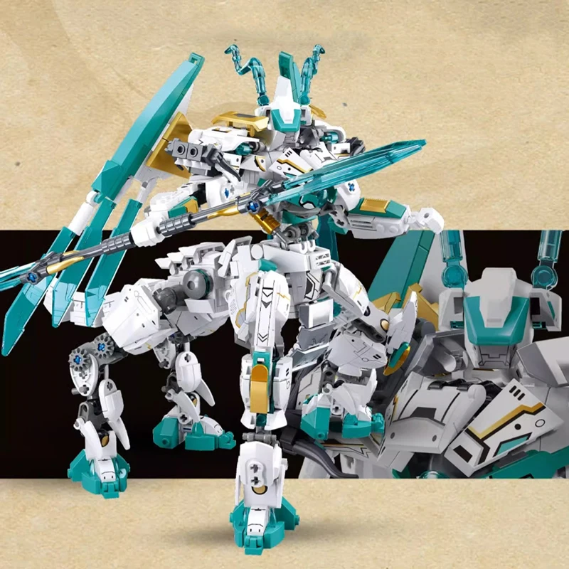 731 elementów Techniczny Biały Smok Koń Wojenny Klocki Konstrukcyjne Kreatywny Model DIY Zestaw Konstrukcyjny Prezent na Boże Narodzenie urodziny