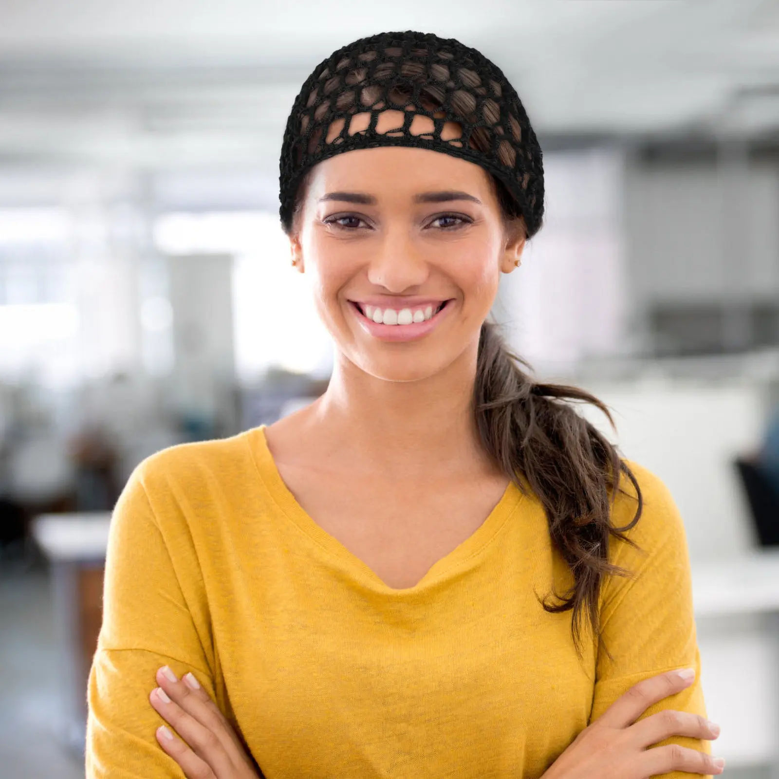6Pcs Elastic Crochet Hair Nets Breathable Mesh Sleeping Cap for Long Natural Hair Braids Extensions Women Headdress
