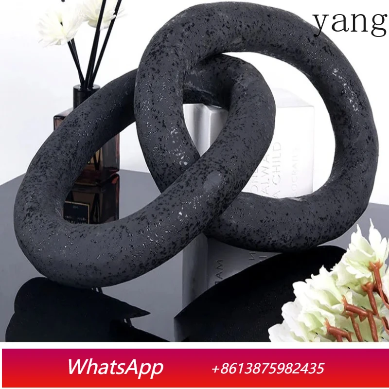 

LH Double Ring Knot Artwork Statue Twist Crew Neck Craft Ornament Desk Decoration