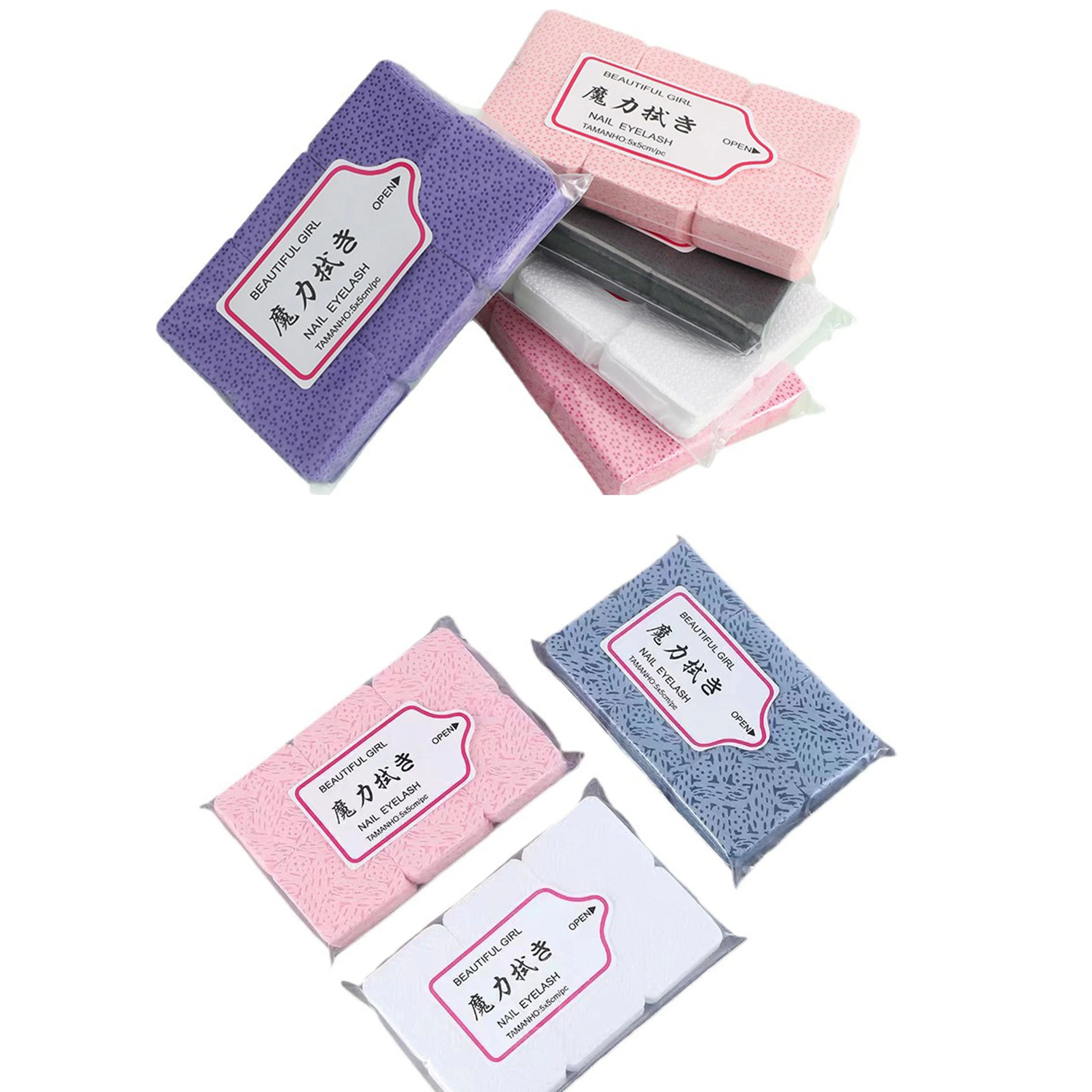 200/300PCS quadrato/a forma di cuore/a forma di fiore/abbaio di stoffa senza peli/vaso di fiori di pruno asciugamano per unghie, tampone per rimozione smalto eyela