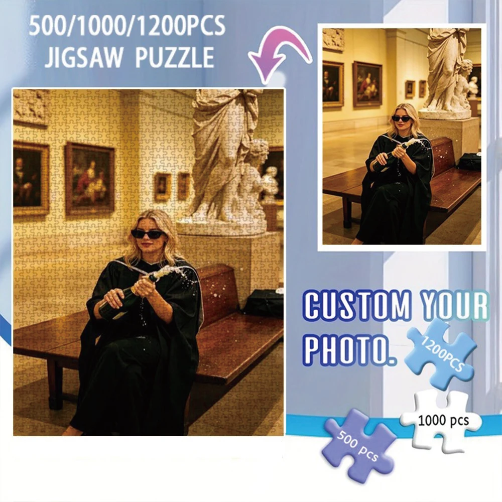 35/300/500/1000pcs Personalized Custom Photo Puzzle Family Photos Father's Day Back To School Halloween Christmas New Year