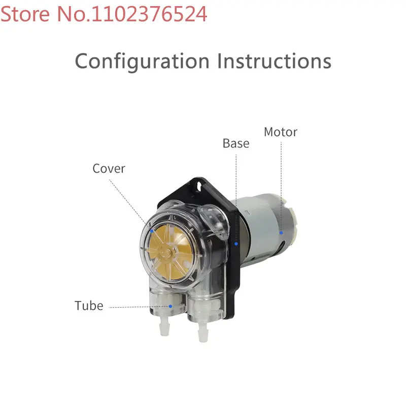 Jihpump 12V 24V DC, 90 ml Micro Size Dispenser Mini Peristaltic Pumps Dosing for Water, Detergent, Acid, Alkali, Chemicals