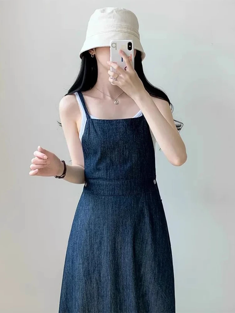 กระโปรงยีนส์ทรงยาวเอวสูงติดกระดุมด้านข้างสไตล์วินเทจชิคสำหรับผู้หญิง แฟชั่นเกาหลี เหมาะสำหรับใส่ไปทำงาน