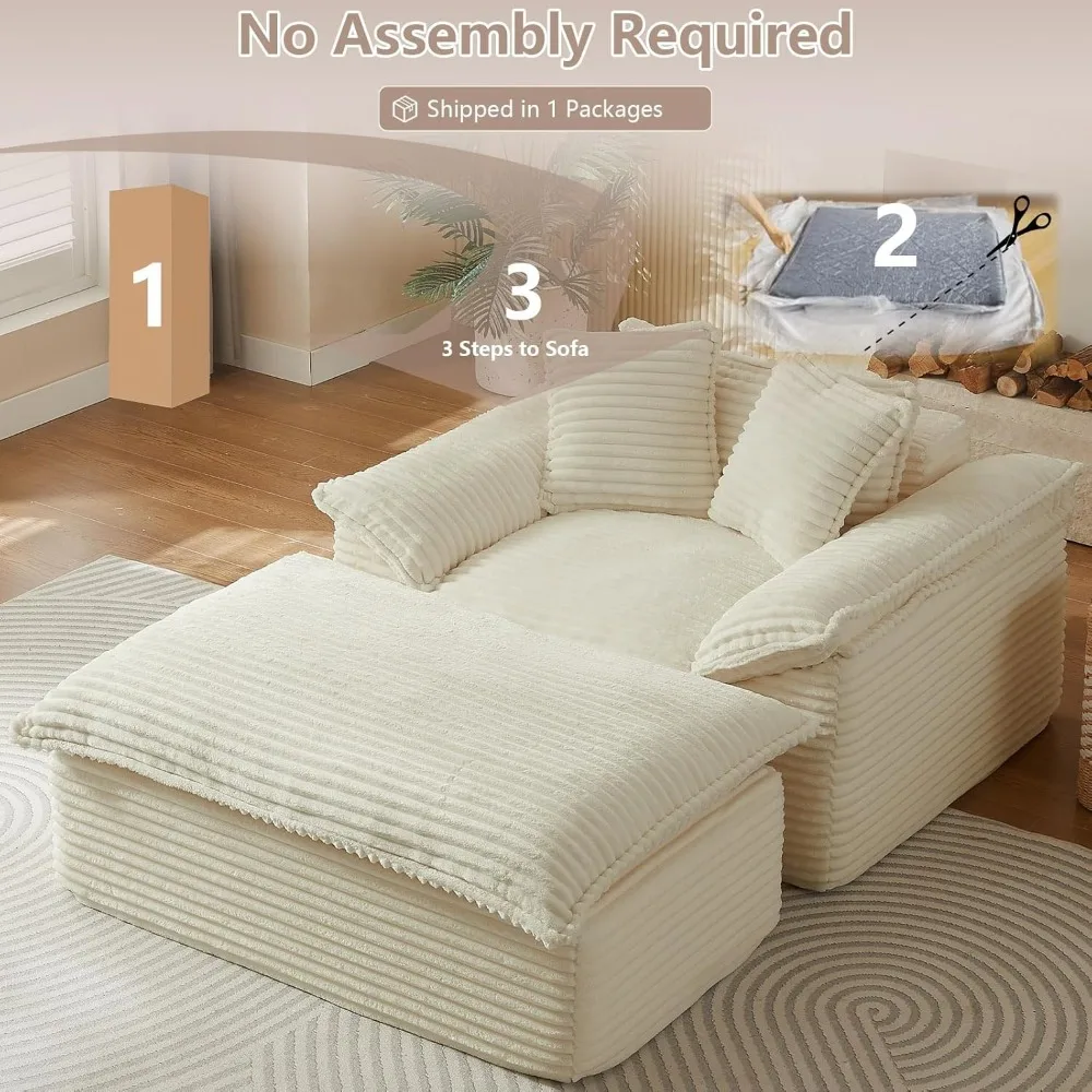 كرسي استرخاء كبير الحجم، أريكة منجدة عثمانية مع 3 وسائد، سروال قصير داخلي، أثاث مريح للاسترخاء