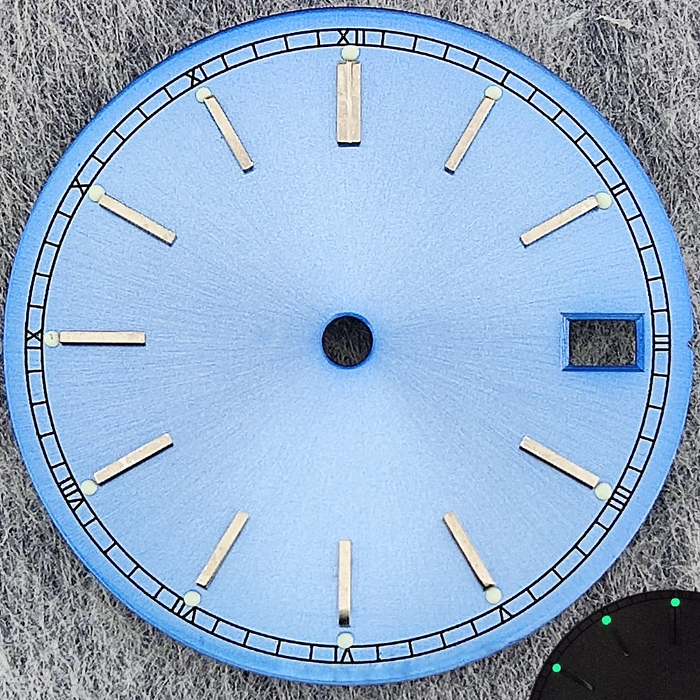 28.5mm new NH35 dial with luminous 3-point dial replacement precision dial, suitable for NH35 sports text calendar image 2