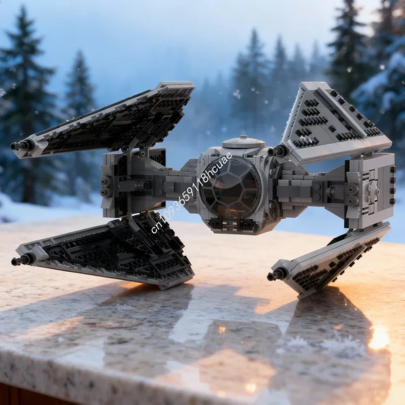 649pcs MOC TIE Interceptor Template Star Battle Model Building Blocks Construction Festival Gifts DIY Idea Toy Education Brick