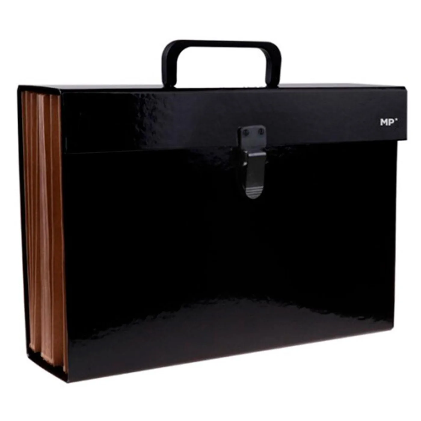 A4 Tough Cardboard Briefcase with AZ/1-31 Rated Bellows, Black color, Lock and Handle, 25x35x10 cm, cl Folder