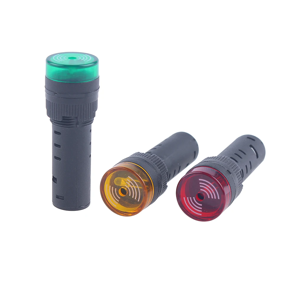 1pc Rode AD16-16SM 12V 24V 220V 16mm Flash Signaal Rode LED Actieve Zoemer alarm Indicator