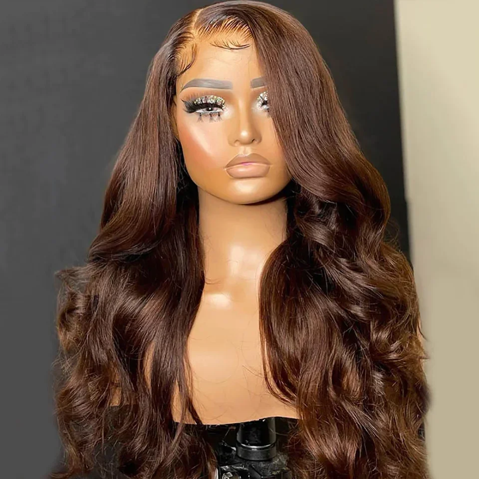 Soft 180Density 24“ Long Brown Body Wave Lace Front Wig For Black Women Babyhair Preplucked Heat Resistant Glueless Daily Wig