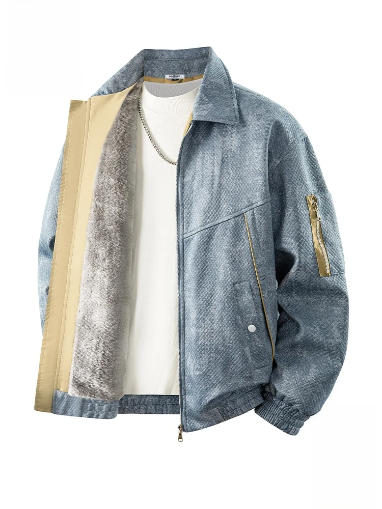 

PaulFrank Men's Fce Lined Thi Casual Dye Jaet Autumn Winter New American Sle Outerwear Warm Youth ular Loose Fit