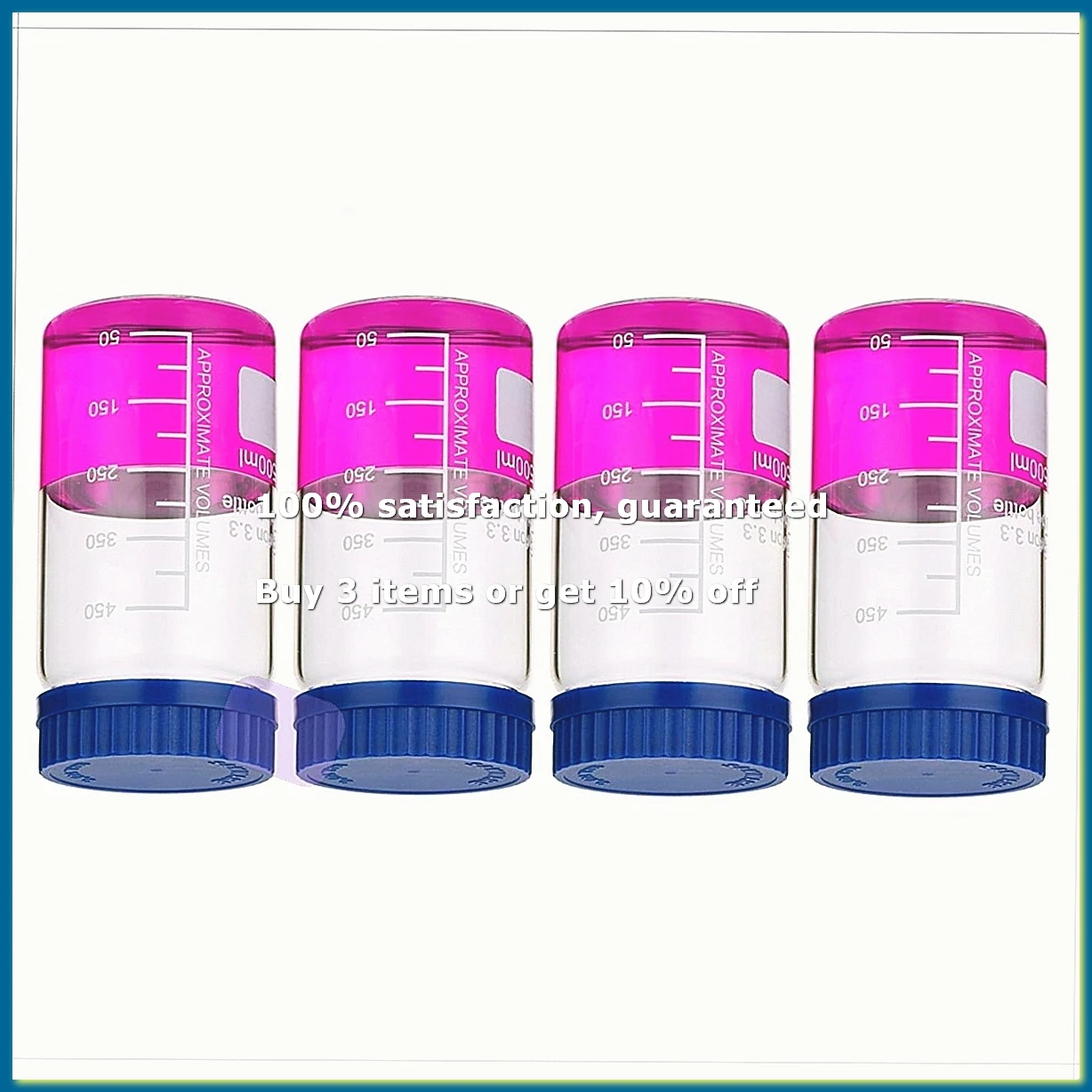4 Pack Reagent Media Storage Bottles, 500ml Borosilicate Glass Wide Mouth Graduated Round Bottles with GL32 Screw Cap-FABY