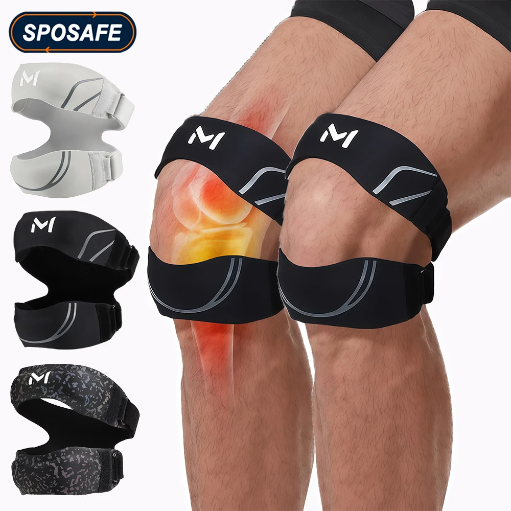 1/2 Stück Patella-Kniebandage mit Gelpolstern, verstellbarer Patellasehnen-Stützgurt für Damen und Herren, Sport, Tennis, Laufen, Workout