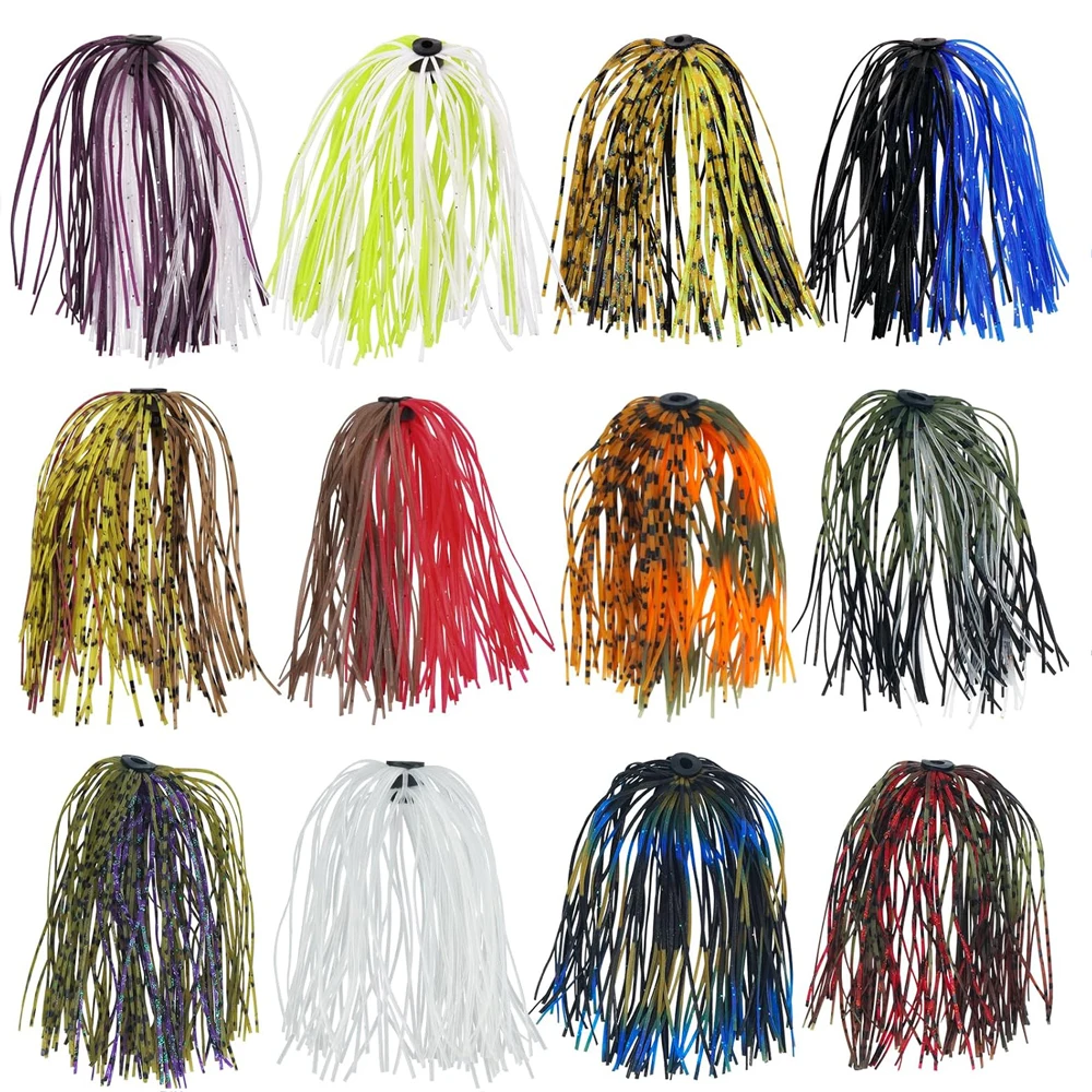 12 pçs spinnerbait saias isca de substituição gabarito cabeça isca de silicone macio para spinnerbaits buzzbait baixo truta isca pesca equipamento