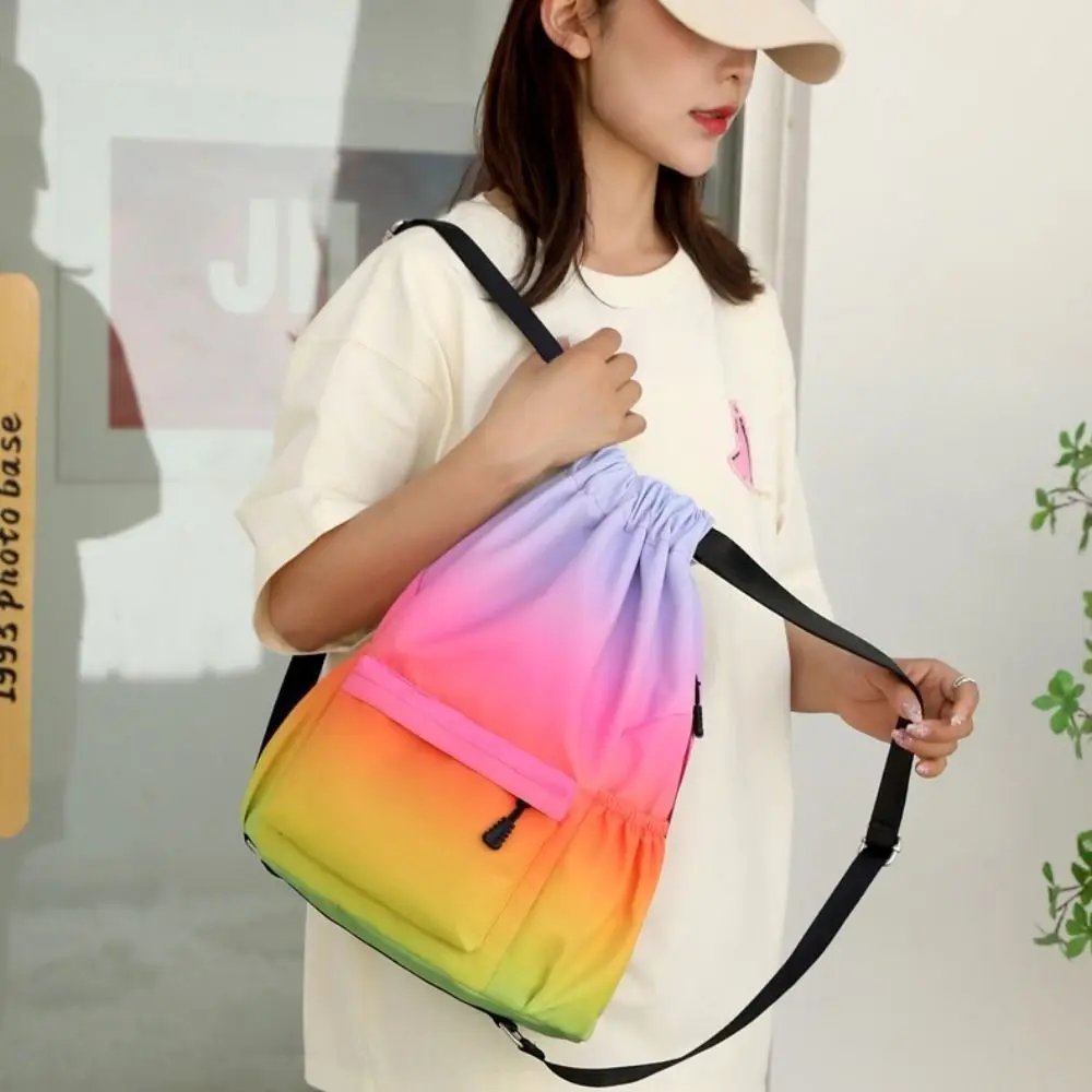 

Nylon Portable Sports Backpack Portable Leisure Style Gradient Color Waterproof Bag Multilayer Storage Fashion