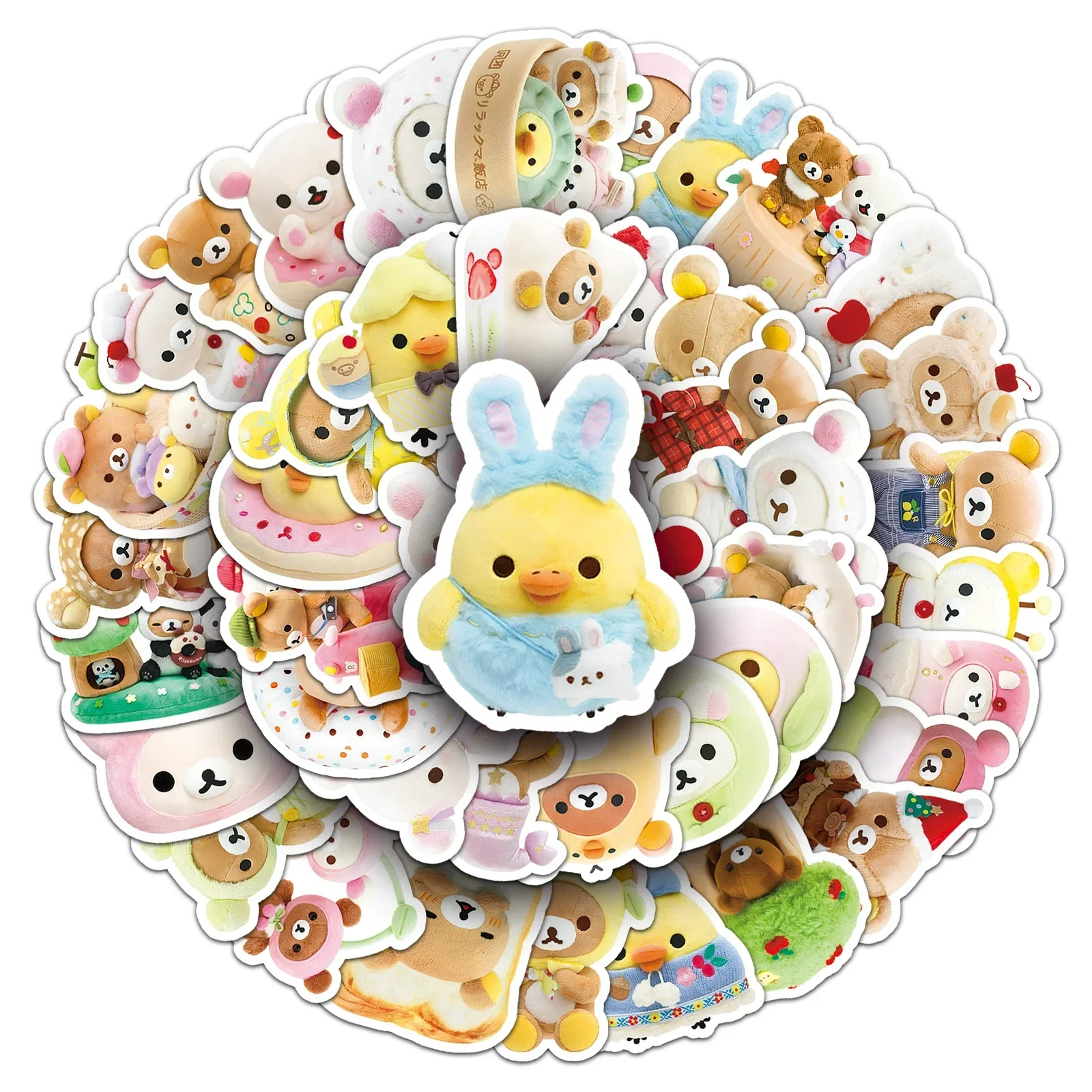 54pcs Rilakkuma Kawaii Stickers Anime Relaxed Bear DIY Art Supplies Notebook Stationery Paster Water Cup Decor Classic Toys Gift