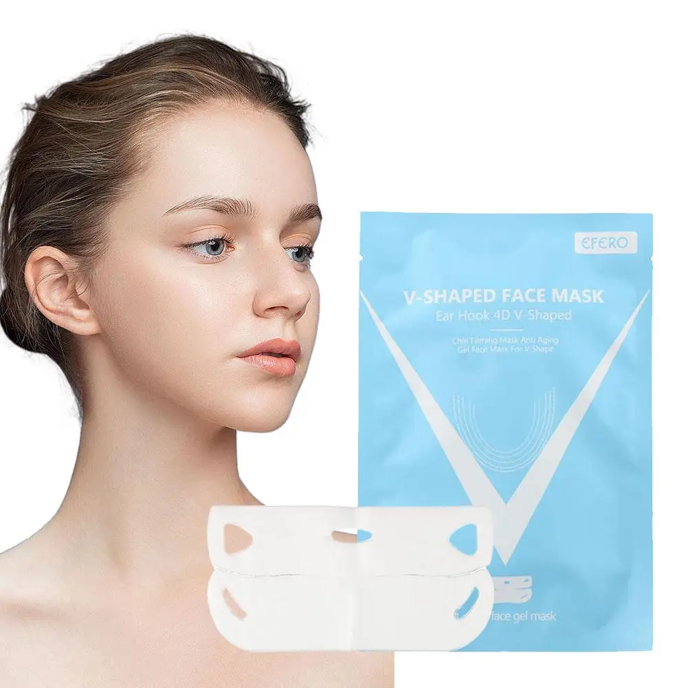 Wieder verwendbare Silikon-Facelifting-Maske Weich gel Anti-Falten-Schlankheit Haut Kinn weiß V-Band Patch Bandage reduzieren Form Doppel b i0k9