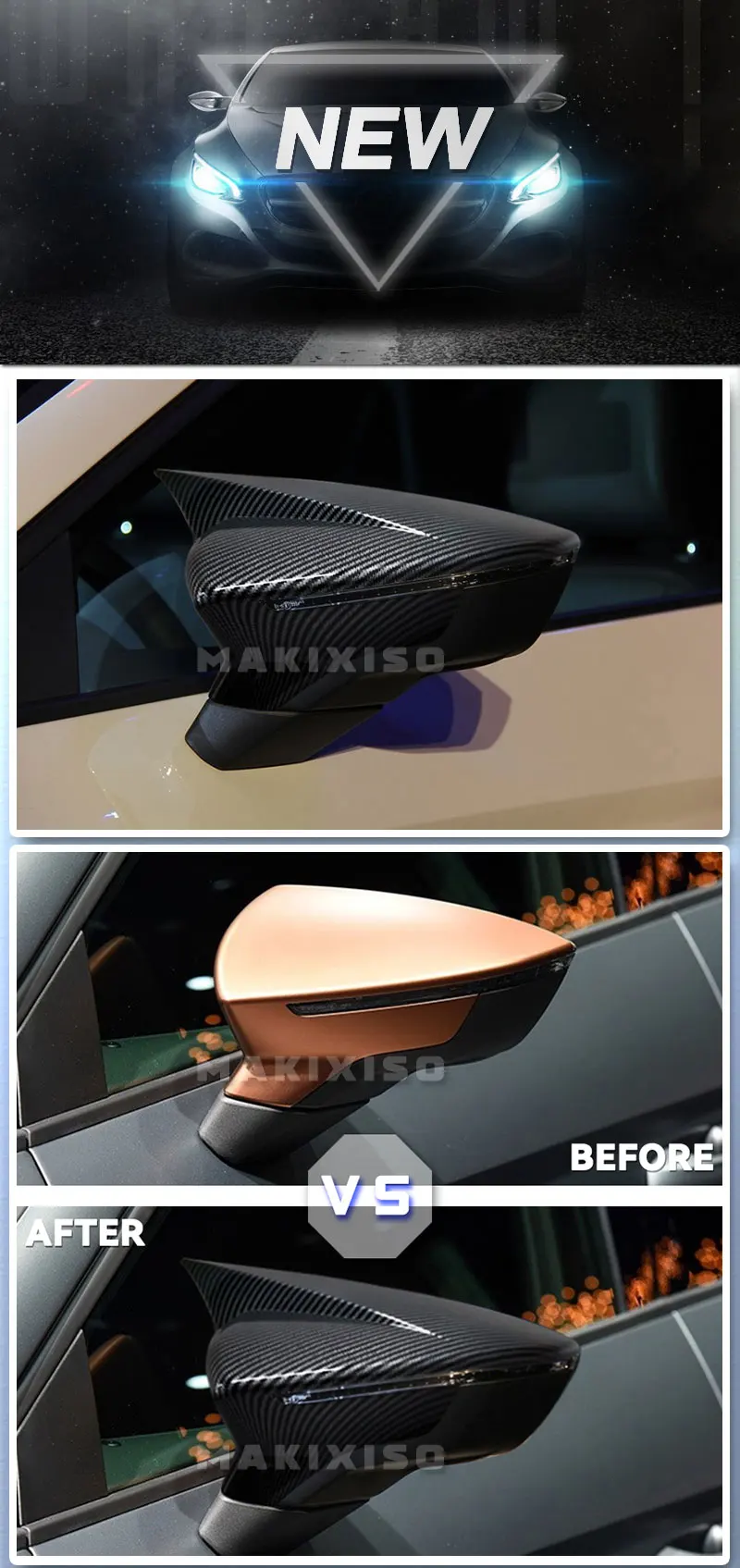 Copertura specchio 2x Copri specchietti retrovisori per Seat Leon Per MK3 Per MK3.5 Per 5F Per ST Per FR Per Cupra 2013-2018 2019 Copertura per specchietto retrovisore Coperture Specchietti ( Colore