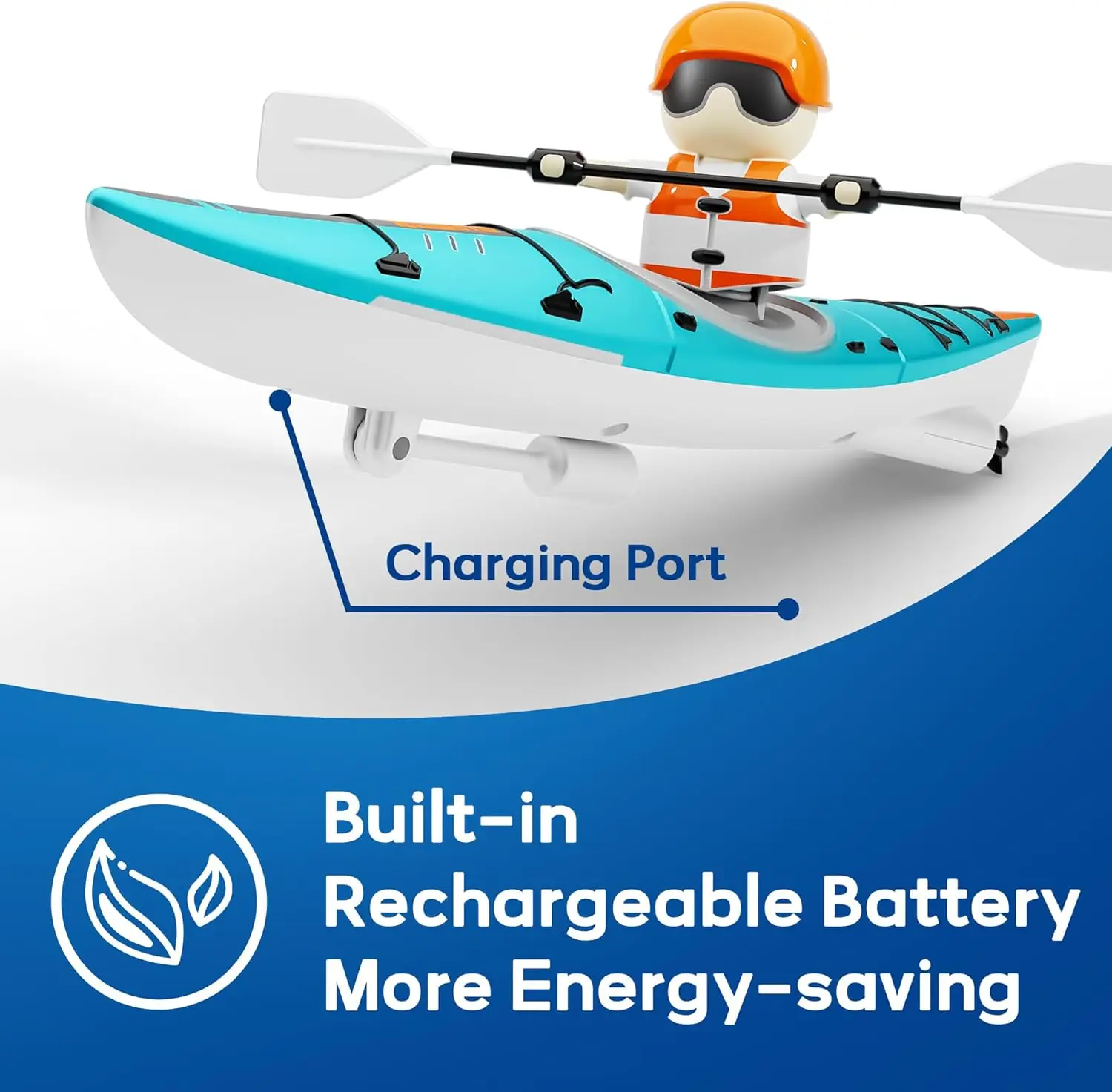 Jouet de bateau télécommandé, jouets de bateaux à pagaie de Kayak RC, course d'eau avec baignoire extérieure légère, cadeaux d'anniversaire sympas pour enfant