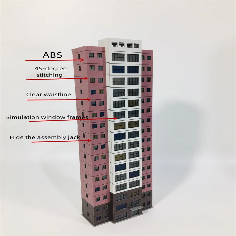 Cena City Building Model, plástico montado Diorama Layout, mesa de areia, escala 1:150