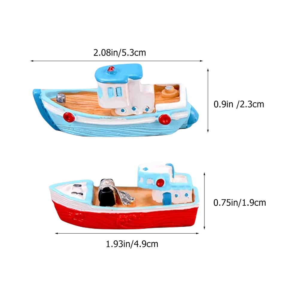 8 Pcs Mediterranean Fishing Boat Miniature Ornament Resin Model Decor Accessories Marine Decoration Sea Christmas Ship