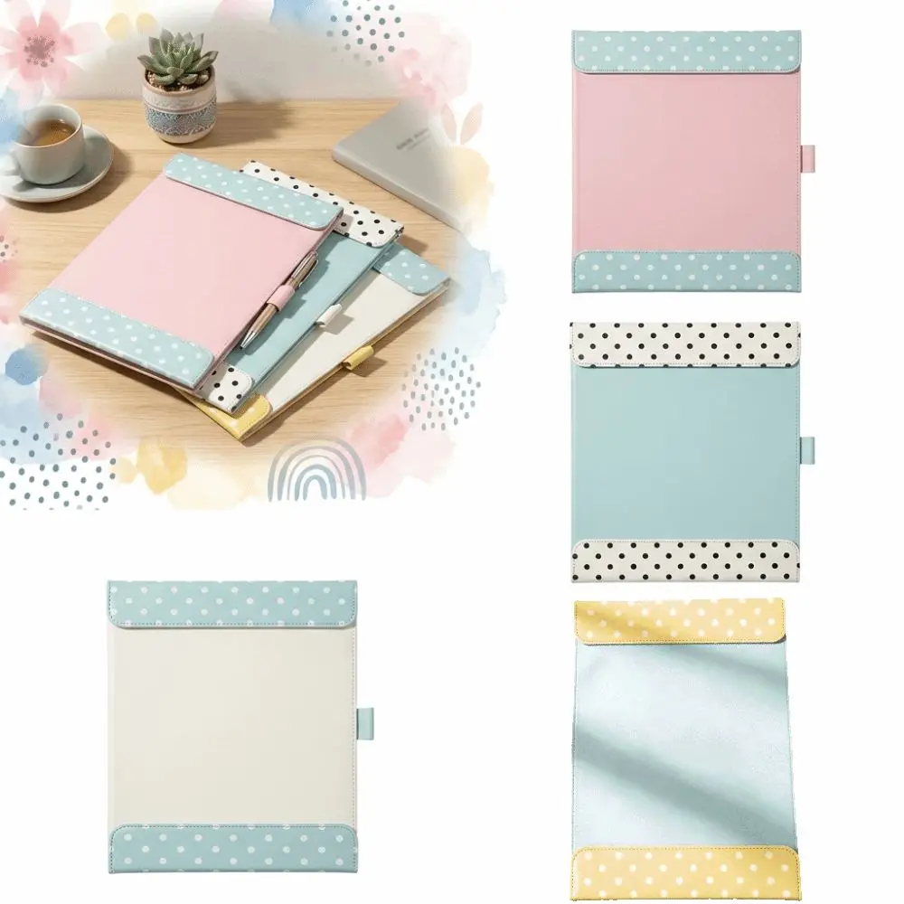 Durable Surface A4 Magnetic Clipboard Folder PU Leather Widened Writing Board Contrast-Color Soft Touch Folder Daily Use