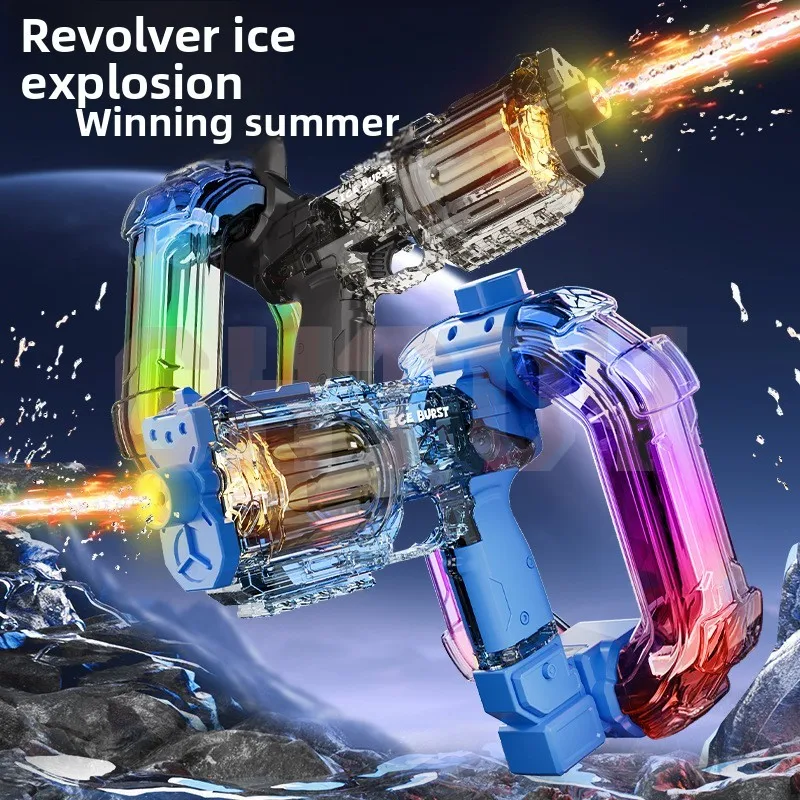 

Electric Water Guns Revolver Automatic Continuous Firing Large Capacity Light Effects Outdoor Summer Beach Water Toy for Kids