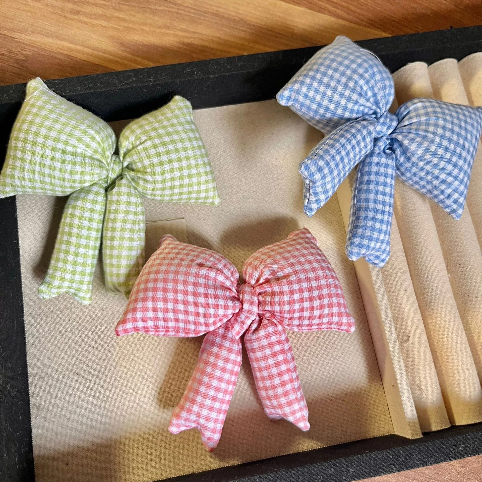 Handmade  Knot Plaid Cotton Fabric Embelliment 3D Stuffed DIY Faion Accories Hair Decor Clothing Auxiliary Ma...