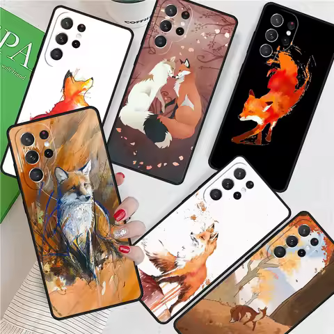 Fox Art For Samsung Galaxy S24 Ultra S21 S22 S8 S9 S10E Note 10 20 Plus FE S23 Phone case Cover Coque