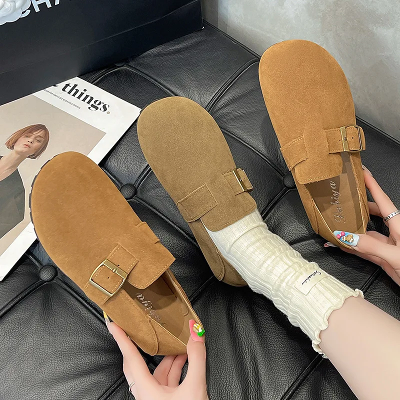 

Senior texture soft soled bean shoes women 2024 autumn winter new casual all retro slip-on comfortable lazy single shoes