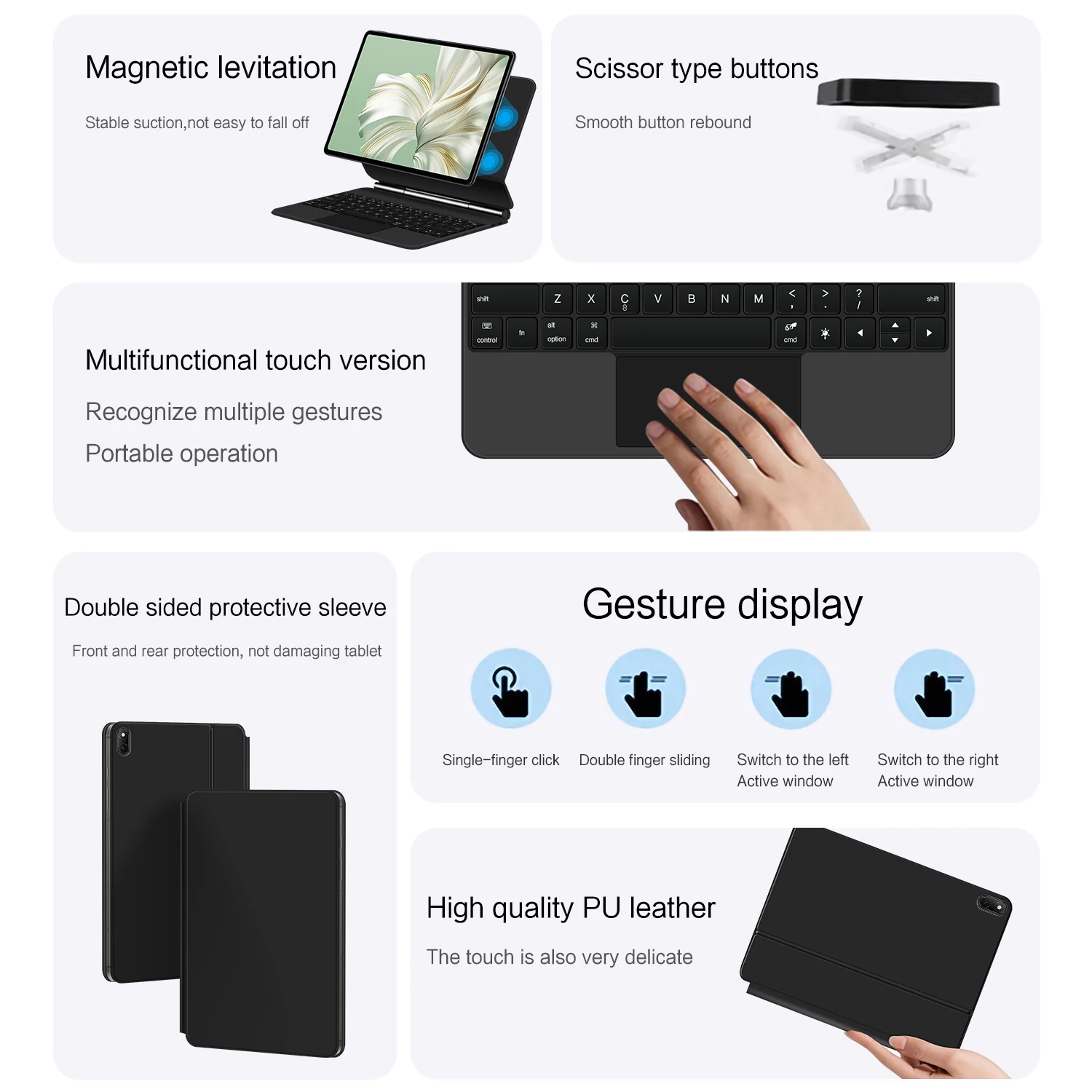 Imagem -03 - Smart Case para Huawei Matebook e Trackpad Teclado Retroiluminado Tampa do Suporte Magnético Flutuante Magic Teclado 126 Polegadas2023