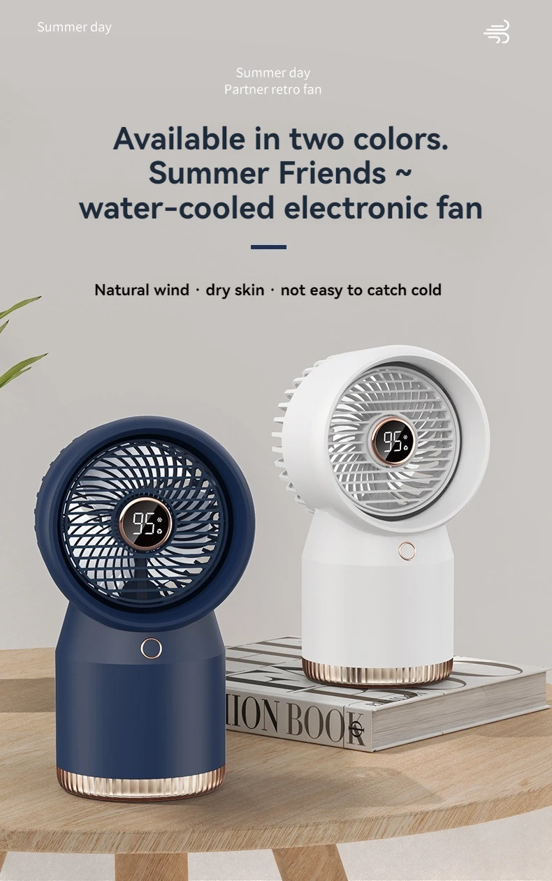 Water cooling cycle spray fan desktop small fan office USB fan humidification spray digital display electric fan four gear night