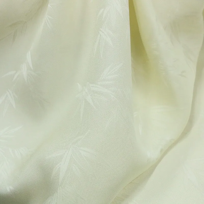 

Cream-colored perforated flower ivy silk fabric haute couture shirt dress for spring and summer wide width