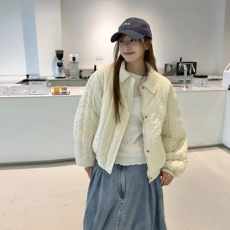 

Korean Style Sweet Cotton Warm Outerwear College Style Warmth Fashionable Winter New Women's Short Pants Turn-down Collar