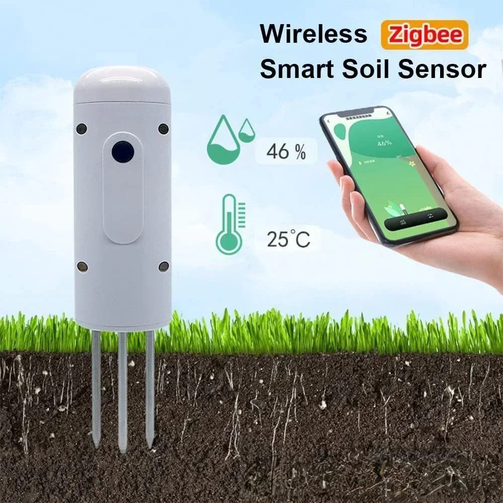 New Wireless ZigBee Soil Temperature and Humidity Detector Garden Watering Linkage Soil Bag Detection Sensor