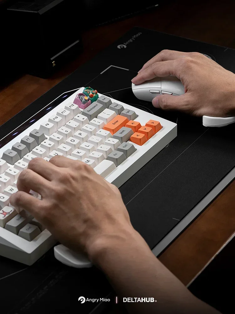 AngryMiao DeltaHub Carpio2.0 desain ergonomis, penyangga pergelangan tangan silikon Keyboard dan Mouse, Pelindung pergelangan tangan kantor