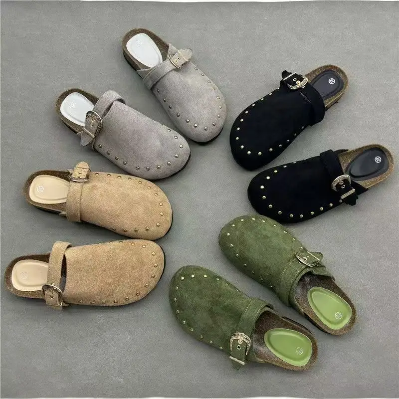 

New Summer Women's Rhinestone Willow Nail Velvet Cloth Sandals Non-Slip Slippers Breathable Exterior Beach Sandals