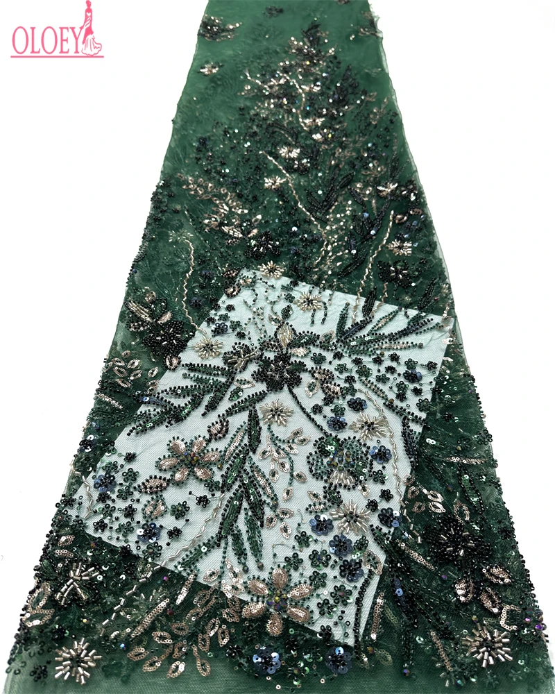 

OLOEYAfrican Lace Fabric 2025 Sequins Beaded Embroidery Groom Nigerian Bridal High Quality French Tulle Lace Fabric For Wedding