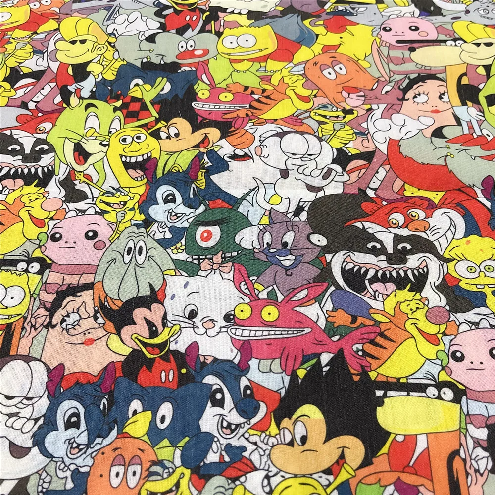 monster cartoon Printed Polyester Cotton Fabric Cloth Fabric for Dress Sewing Garment Home Textile DIY Mask scarf Child clothes