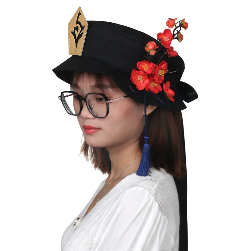 Juego Hu Tao sombrero Cosplay mujer boina de ala ancha Anime juego disfraz accesorios Halloween sombreros accesorios regalo de Navidad