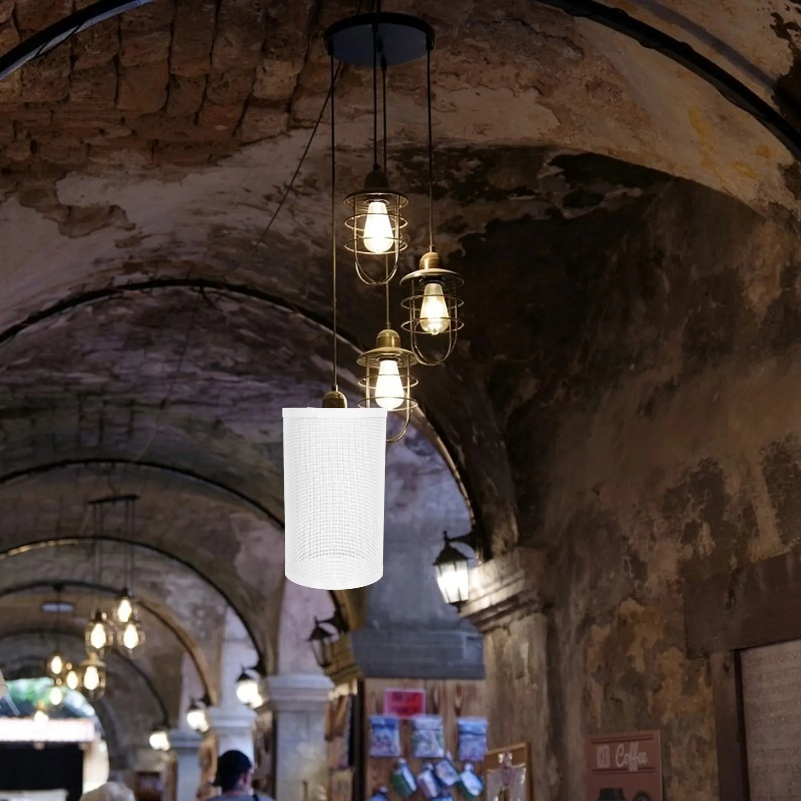 

1Pcs Iron Hanging Lampshade Hollowed Out Design Simple Style Decorative Lamp Cover Soft Dazzle Reduction Home Use