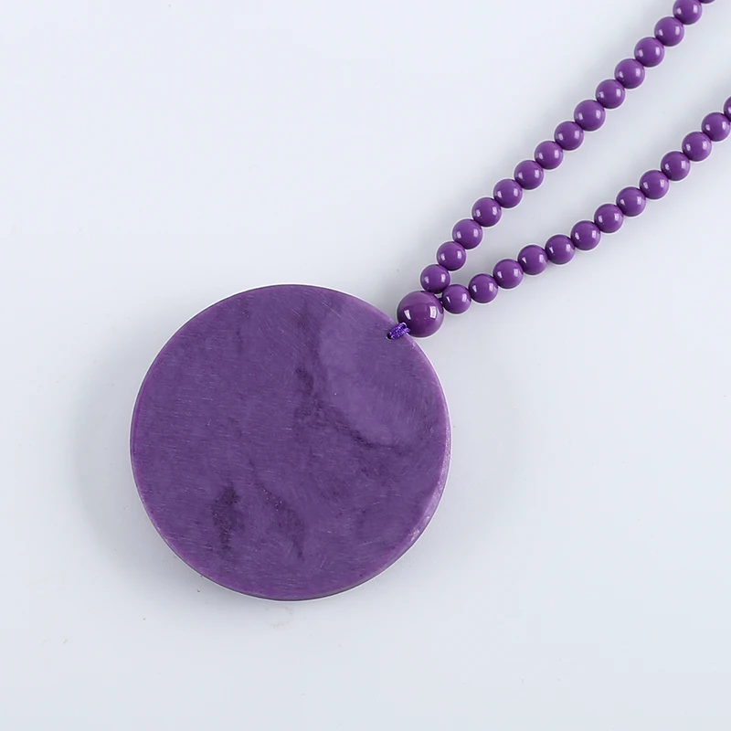 Natural Phosphosiderite Beaded Necklace Jewelry Fashion Charm Accessories Handcarved Flowers Pendant Necklace Gifts 52g 24inch