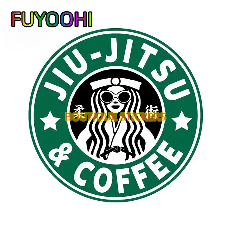 FUYOOHI Stickers and Decals Jiu Jitsu coffee Car Sticker Waterproof Personality Decal Scratch-Proof Creative Windshield Decor