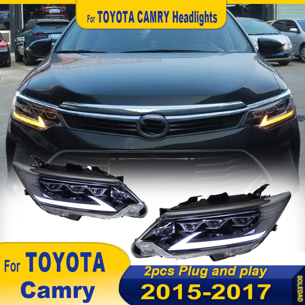 

2pc Headlights For Toyota Camry 2015 2016 2017 LED Headlamp Assembly Daytime Running Lights Dynamic Turn Signals Car Accessories