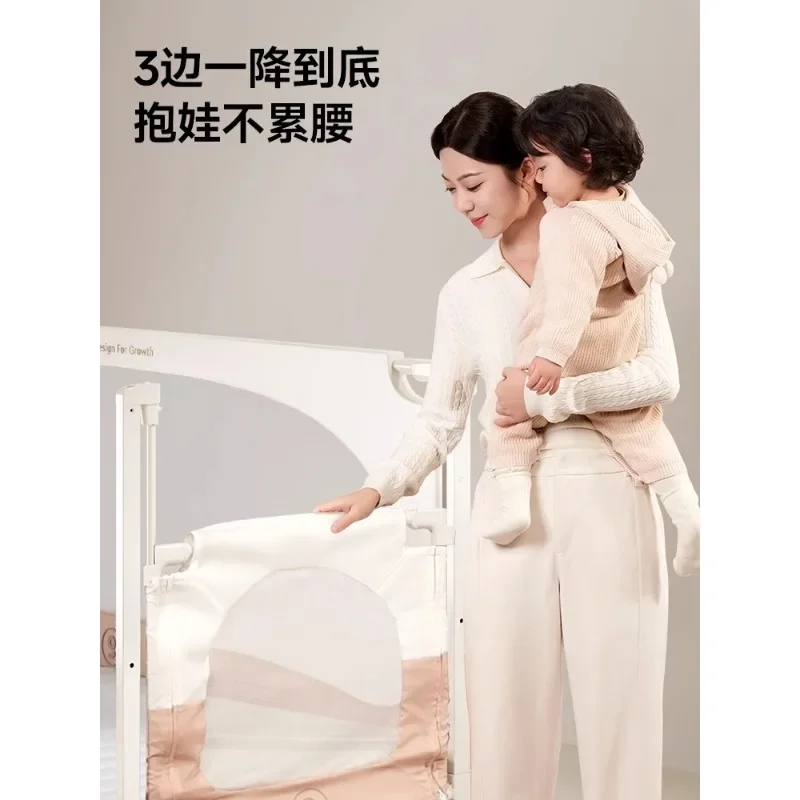 

Solid wood widened splicing bed, seamless liftable children's bed