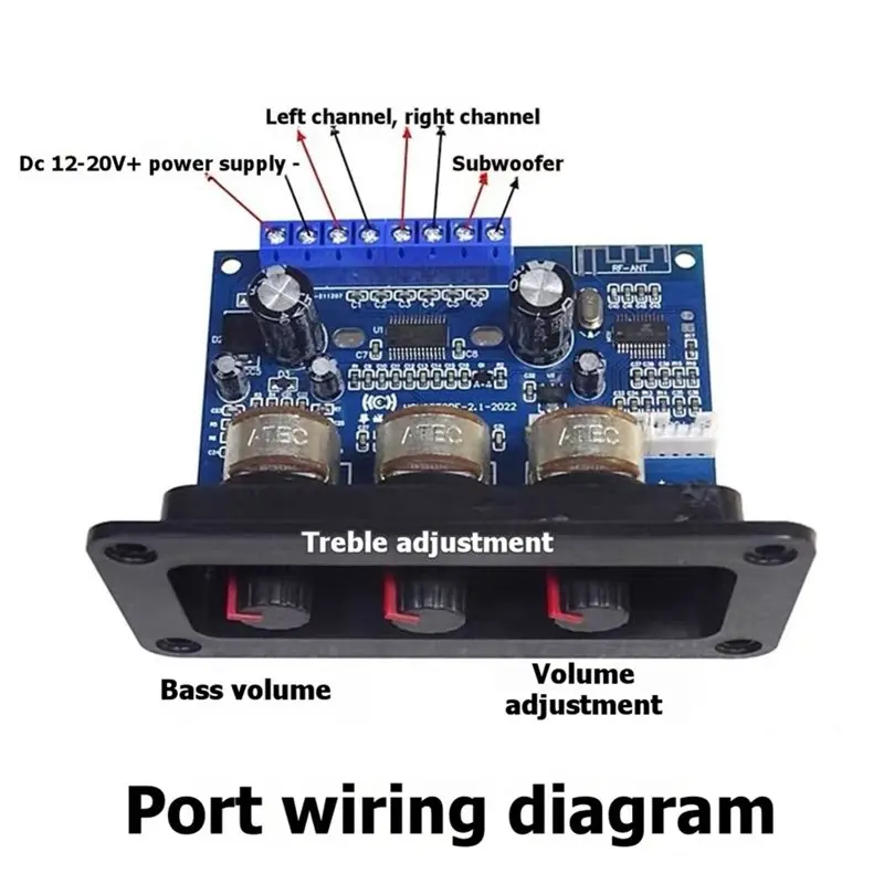 (ABGQ) 2X 2.1 Channel Bluetooth 5.0 Audio Amplifier Board 2X25W+50W Subwoofer Class D Amplifier Board Kit